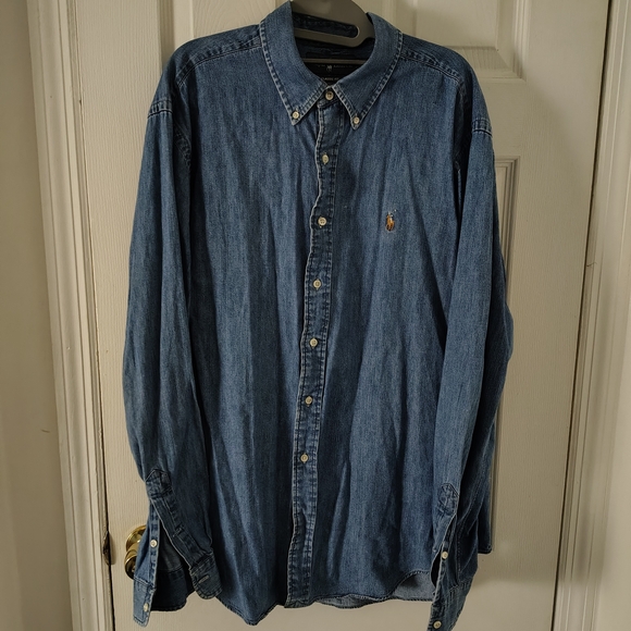 Ralph Lauren Casual Blue Button Down Shirt Vintage 1990s - Picture 2 of 5